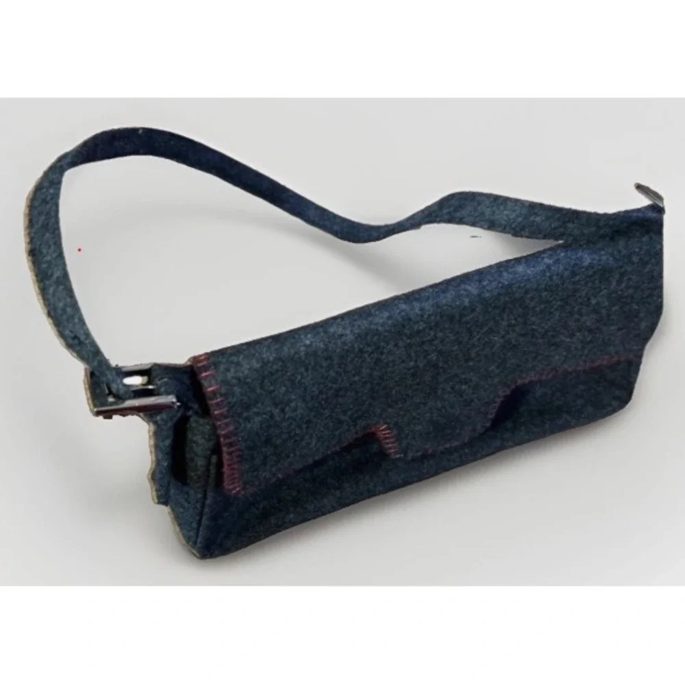 Vintage Liz Claiborne Purse Handbag. Color Gray w/ Red Stitching